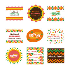 Sticker - bundle of national hispanic heritage letterings set icons