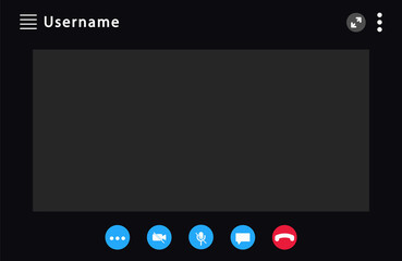Video call screen template. Screen for video call. Applications for communication via the Internet. Vector illustration.