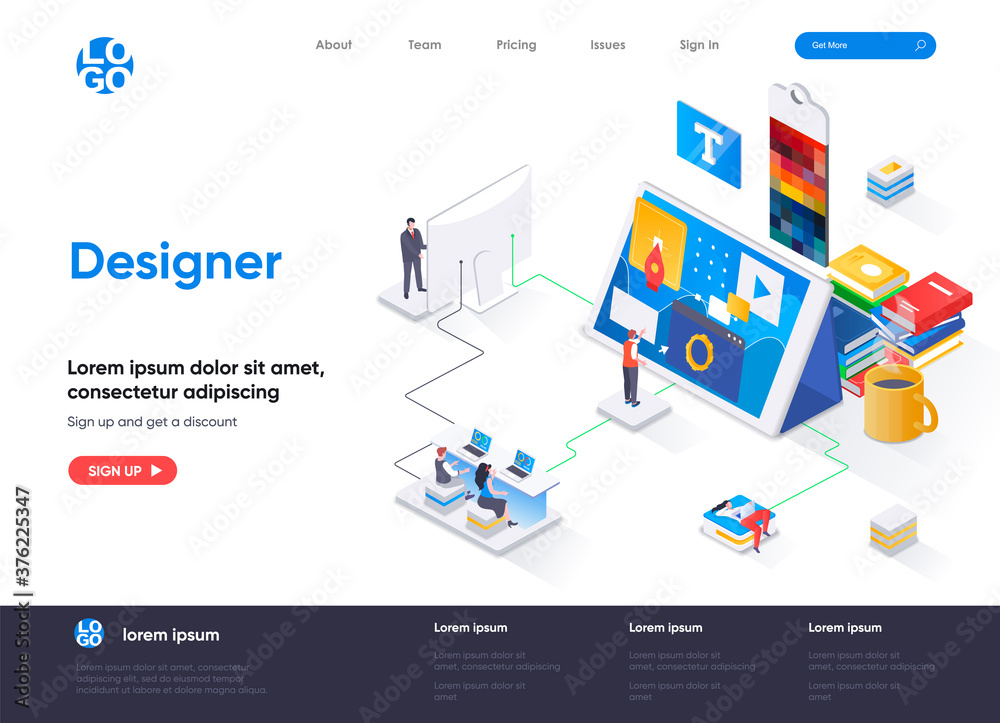 Designer isometric landing page. Website development, UI UX design ...
