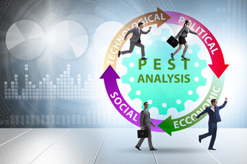 Wall Mural - Business people in PEST analysis business concept