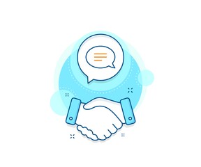 Poster - speech bubble sign. handshake deal complex icon. chat line icon. communication or comment symbol. ag