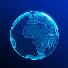 Poster - global network connection. abstract earth map. big data visualization. 3d rendering.