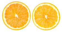 Isolated Orange Fruit. Slice Of Fresh Orange Isolated On White Background With Clipping Path