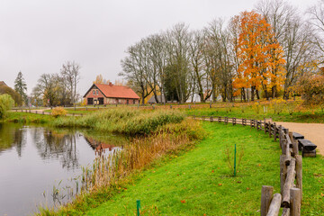 Wall Mural - Rural Latvia. Beautiful autumn landscape in Gauja national Park, Sigulda, Latvia