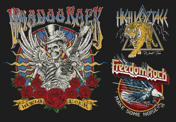 Set of Vintage Rock Concert Style T-shirt Designs. 