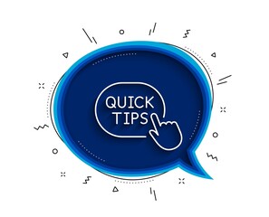 Poster - quick tips click line icon. chat bubble with shadow. helpful tricks sign. thin line quick tips icon.