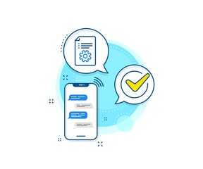 Poster - Instruction sign. Phone messages complex icon. Technical documentation line icon. Messenger chat screen banner. Technical documentation sign. Vector
