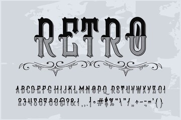 Fototapete - classic lettering, vintage font, gray and white style background,  typeface vector design