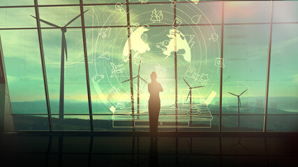 Wall Mural - illustration on the subject of environmental conservation and clean energy.