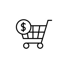 Wall Mural - shopping cart with dollar icon. purchase symbol modern, simple, vector, icon for website design, mob