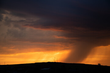 Sticker - dramatic stormy sunset background summer storm