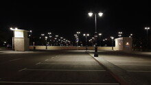 Empty Outdoor Contemporary Moscow Car Parking With Streetlights In Family Children's Park Island Of Dreams On Andropova Avenue On A Summer Night