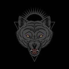 Wall Mural - Wolf head angry illustration