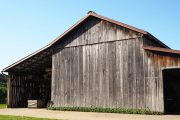 Old weathered barn in the farm.