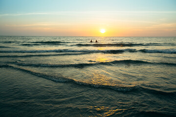 Wall Mural - Beautiful soft warm sunset on the sea.