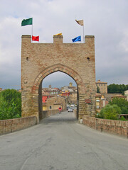 Wall Mural - Italy, Marche, Tolentino village entry point from Davil Bridge.