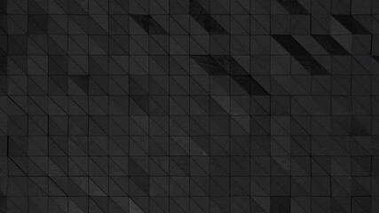 3d Abstract black wood triangle background. Seamless looping animation