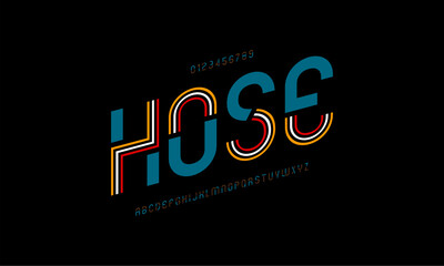 Poster - line art font set. typography fonts set design alphabet.