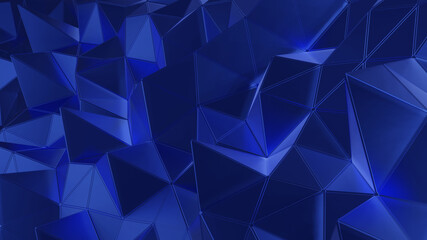 Poster - 3D rendering Polygon dark blue color Abstract background