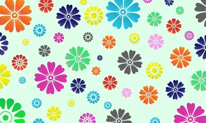 Wall Mural - Colorful flowers pattern background for design your web poster, banner, landing page, background, template, etc.