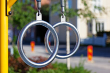 Metal Rings To Climb In At Outdoor Gym