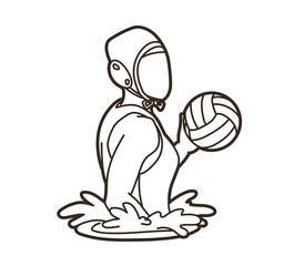 Wall Mural - Water Polo player cartoon graphic vector