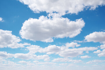 Poster - White clouds and deep blue sky at day.