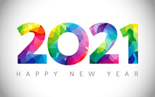 2021 A Happy New Year Congrats Concept. Stained Glass Logotype. Abstract Isolated Graphic Design Template. Decorative Numbers. Coloured Digits. Up To 20% Percent Off Idea. Creative Colorful Decoration