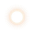 Light rays frame with orange dots. Shine burst background. radiant spark.