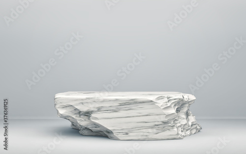 Fotomural White stone podium on gray background