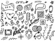 © dadan - Abstract arrows, ribbons, hearts, stars, crowns and other elements in a hand drawn style for concept designs. Scribble illustration. Vector illustration.