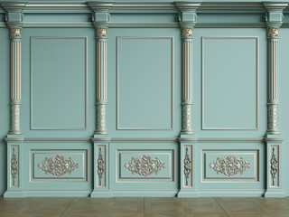 Canvas Print - Classic interior wall with mouldings