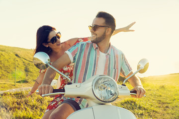 Wall Mural - Friends traveling on their motorcycle and enjoying the summer