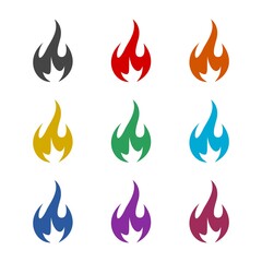 Wall Mural - Fire flame icon, color set