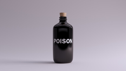 Wall Mural - Black Glass Poison Bottle with a Cork Stop 3d illustration 