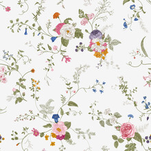 Vintage Floral Seamless Patern. Victorian. Colorful