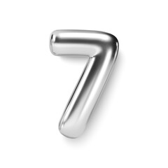 Wall Mural - silver number balloon 7 seven. vector realistic 3d character