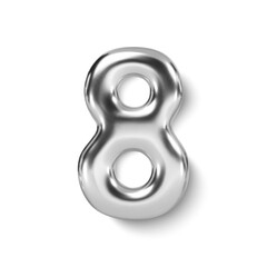 Wall Mural - silver number balloon 8 eight. vector realistic 3d character