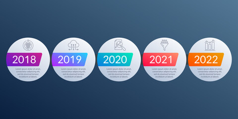 Poster - timeline infographic template with 5 steps, levels or options. business design elements with icons f