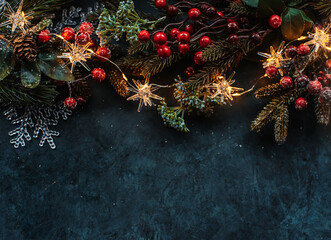 Christmas decor background with place for text