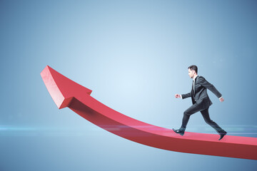 Aufkleber - Businessman runing on red arrow