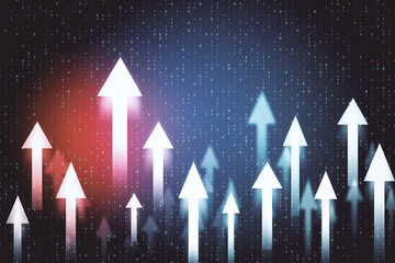 Glowing blue business arrows