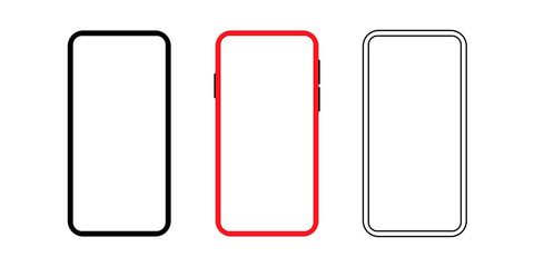 Wall Mural - mobile phone mockup vector illustration. cellphone, smartphone isolated on white background. simple 