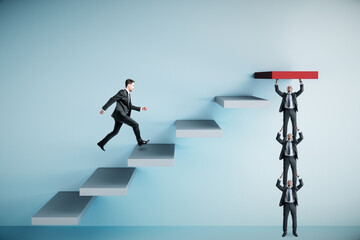 Aufkleber - Businessman runing on stairs to success