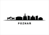 Fototapeta Londyn - Poznań Skyline Black Vector City Graphic Silhouette