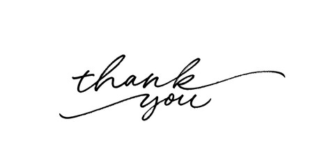 thank you ink brush vector lettering. thank you modern phrase handwritten vector calligraphy with sw