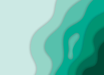 Poster - Green abstract paper carve background.Paper art style of nature concept design.Vector illustration.