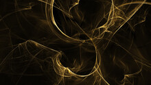 Abstract Colorful Golden Shiny Lines. Fantasy Light Background. Digital Fractal Art. 3d Rendering.