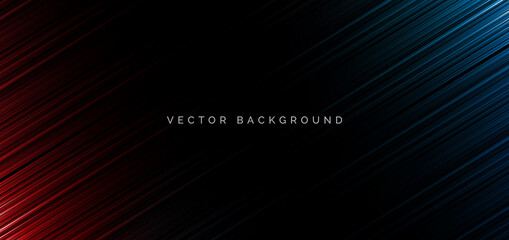 Wall Mural - abstract red and blue stripe diagonal lines light on black background.