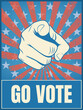 American presidential election 2020 campaign poster template. Hand pointing, go vote message, motivational flyer.